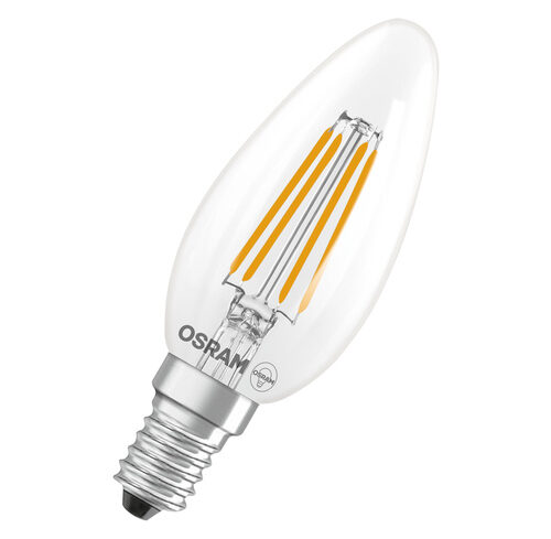 Osram LED Classic B 40, Filament, EEK B, 2,5 W, 470 lm, E14, dimmbar, warmweiß, klar