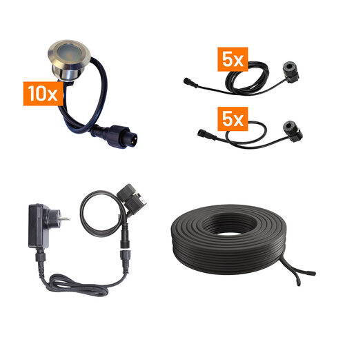 Die Bold Set 24V-Garten Bodeneinbauleuchten, 10 Leuchten