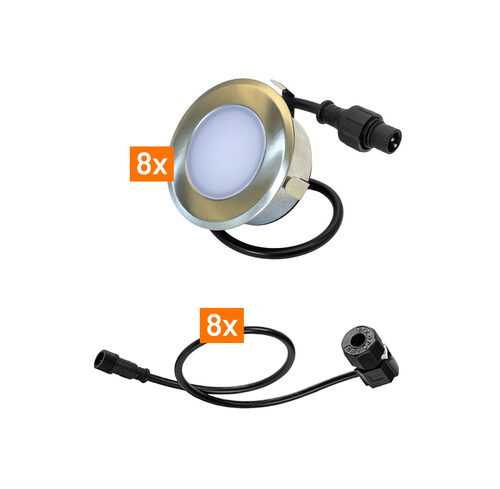 Die Bold Erweiterungsset 24V-Garten, 8 Leuchten, Edelstahl