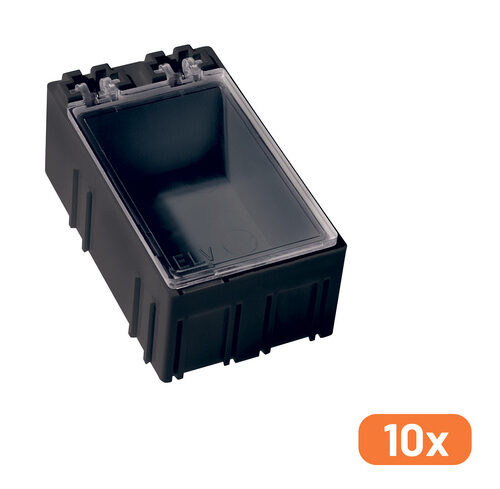 ELV 10er-Set SMD-Sortierbox, Schwarz, 23 x 31 x 54 mm, Antistatik