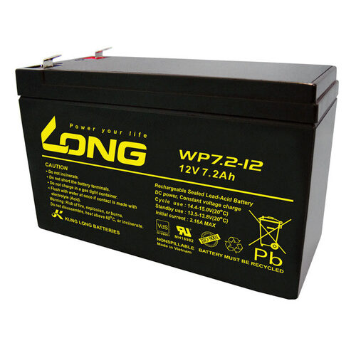 Kung Long VdS-Blei-AGM-Akku WP7,2-12-M/6,3, 12V, 7,2 Ah