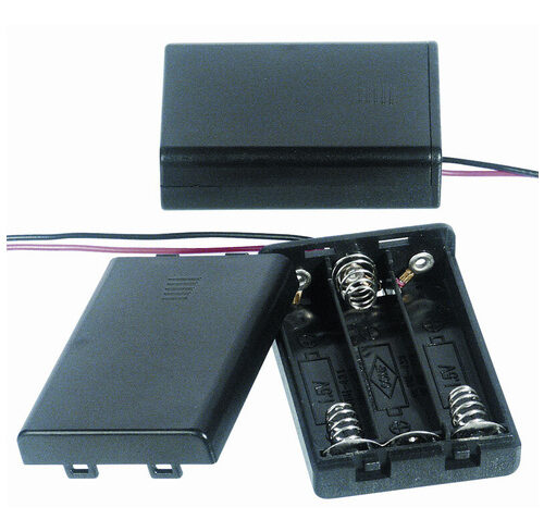 Batterie- und Akkuhalter für 3 x Micro  mit Anschlusskabel und An-/Aus-Schalter