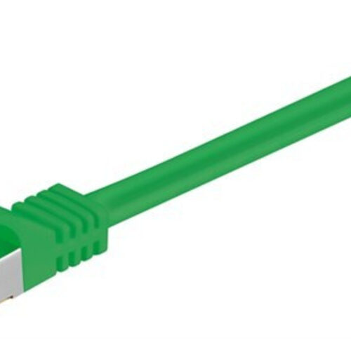 Goobay Patchkabel, Cat.7 Rohkabel, mit RJ45-Steckern (Cat.6a), S/FTP, halogenfrei, grün, 0,5 m