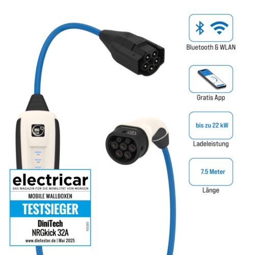 NRGkick Pure 12701000 22kW/7,5m T2 Kabel/APP/Zähler/ WLAN/Bluetooth/DC-Schutz