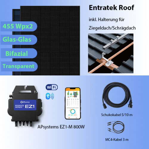 Entratek Balkonkraftwerk für Ziegeldach/Schrägdach